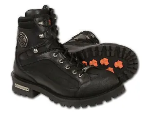 MEN'S MOTORBIKE REAL LEATHER LACE TO TOE BOOT WITH GEAR SHIFT PROTECTION