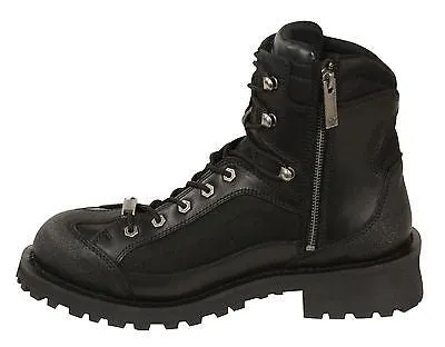 MEN'S MOTORBIKE REAL LEATHER LACE TO TOE BOOT WITH GEAR SHIFT PROTECTION