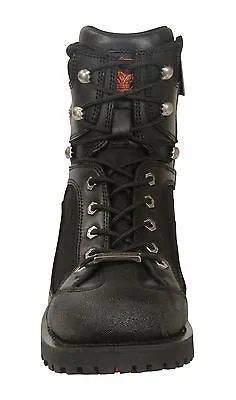 MEN'S MOTORBIKE REAL LEATHER LACE TO TOE BOOT WITH GEAR SHIFT PROTECTION