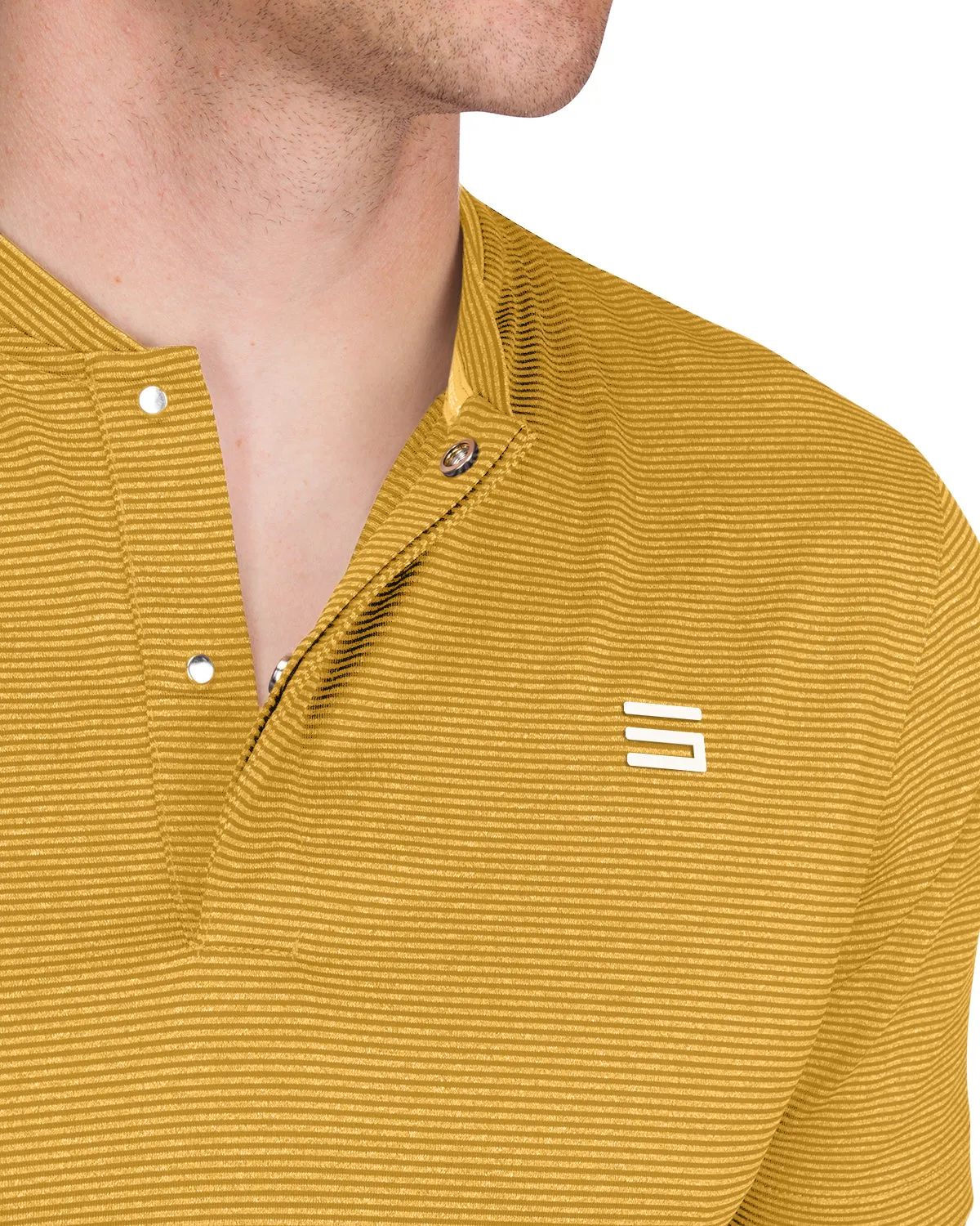 Men's Thin-Striped Collarless Golf Polos