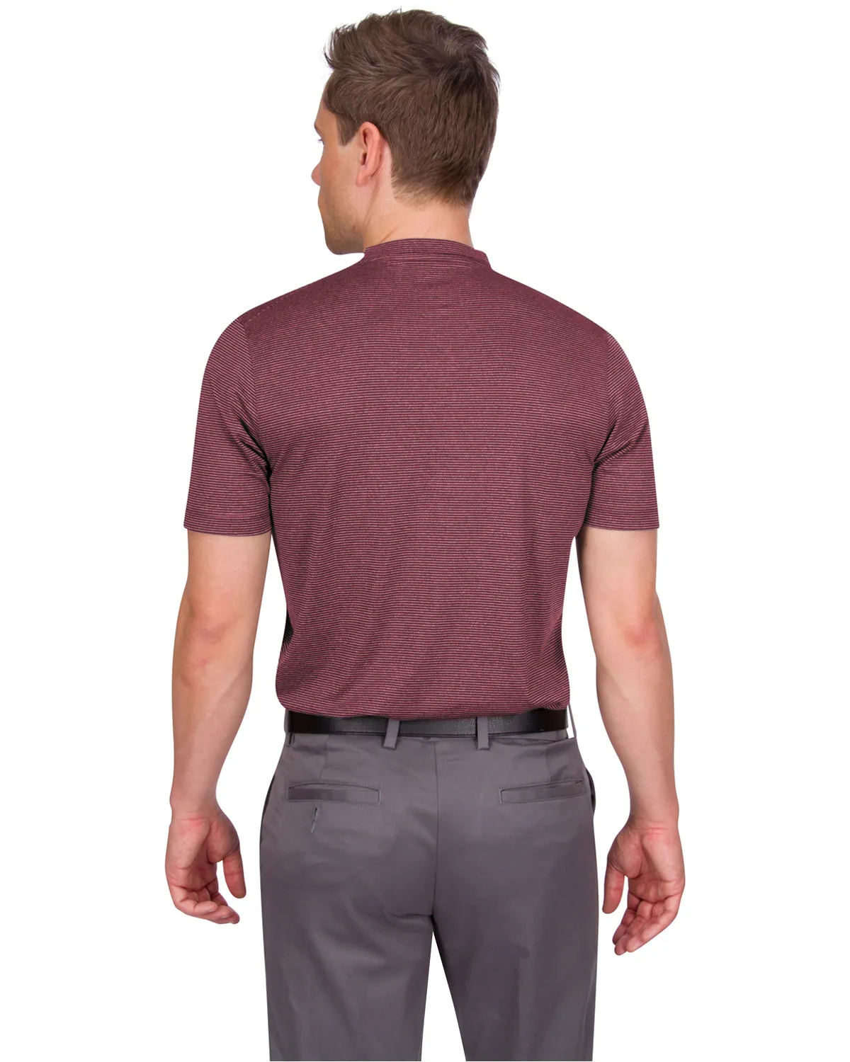 Men's Thin-Striped Collarless Golf Polos