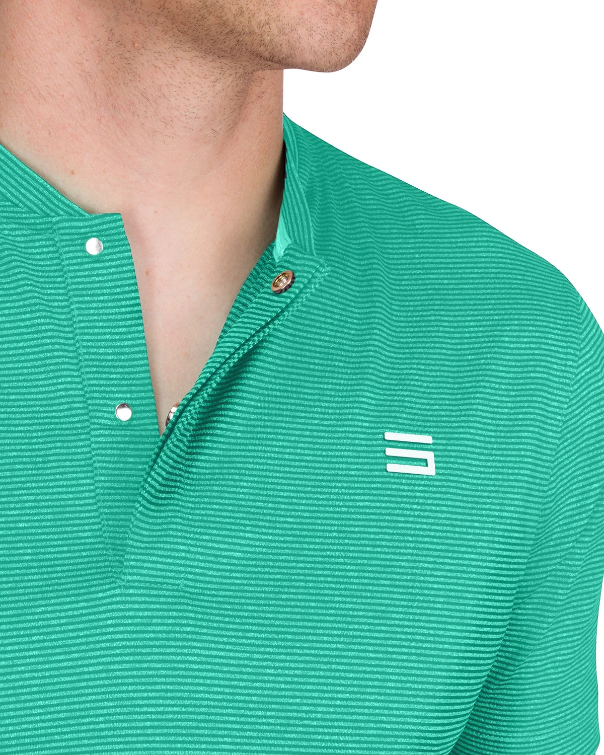 Men's Thin-Striped Collarless Golf Polos