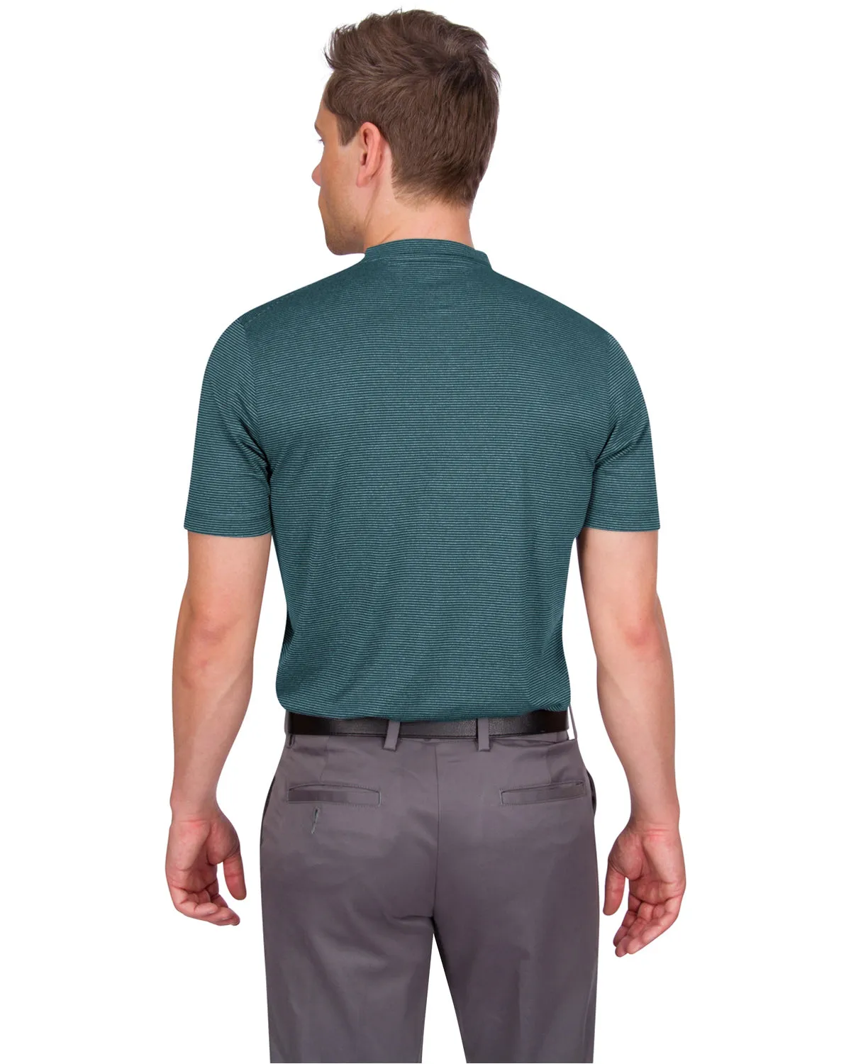 Men's Thin-Striped Collarless Golf Polos
