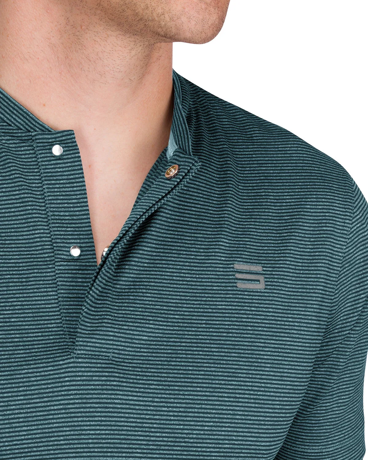 Men's Thin-Striped Collarless Golf Polos