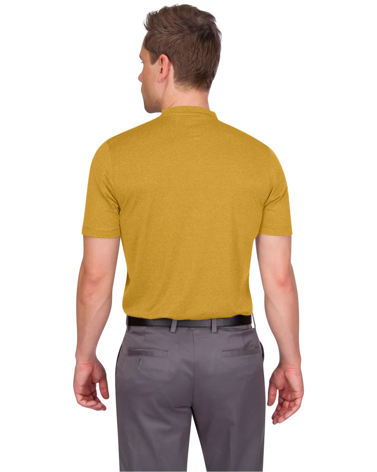 Men's Thin-Striped Collarless Golf Polos