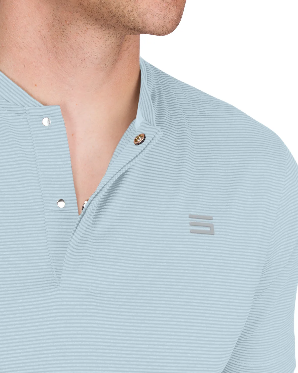 Men's Thin-Striped Collarless Golf Polos