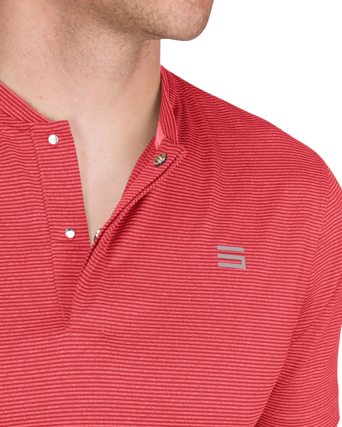 Men's Thin-Striped Collarless Golf Polos