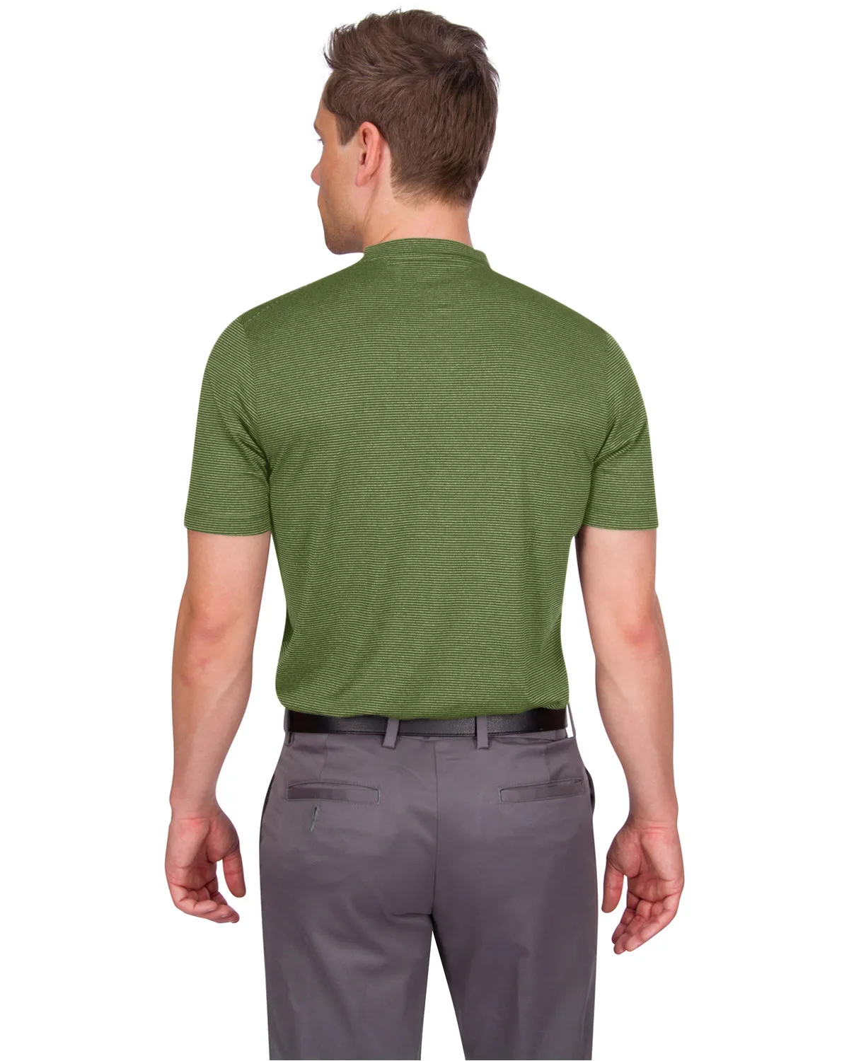 Men's Thin-Striped Collarless Golf Polos