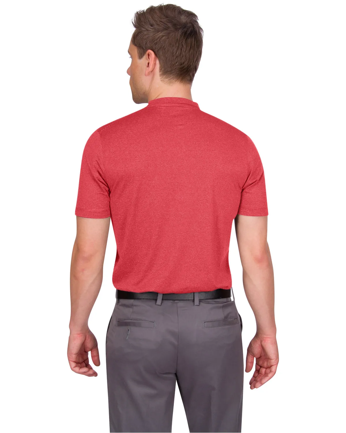 Men's Thin-Striped Collarless Golf Polos