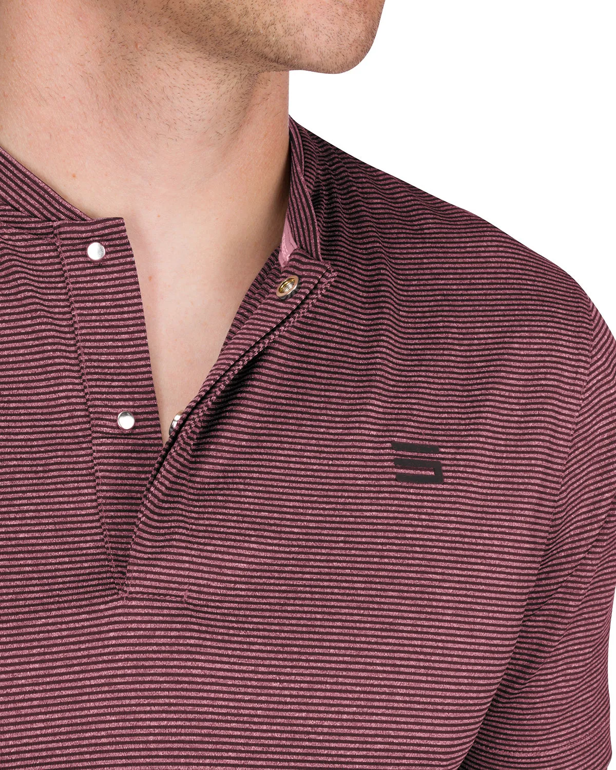Men's Thin-Striped Collarless Golf Polos