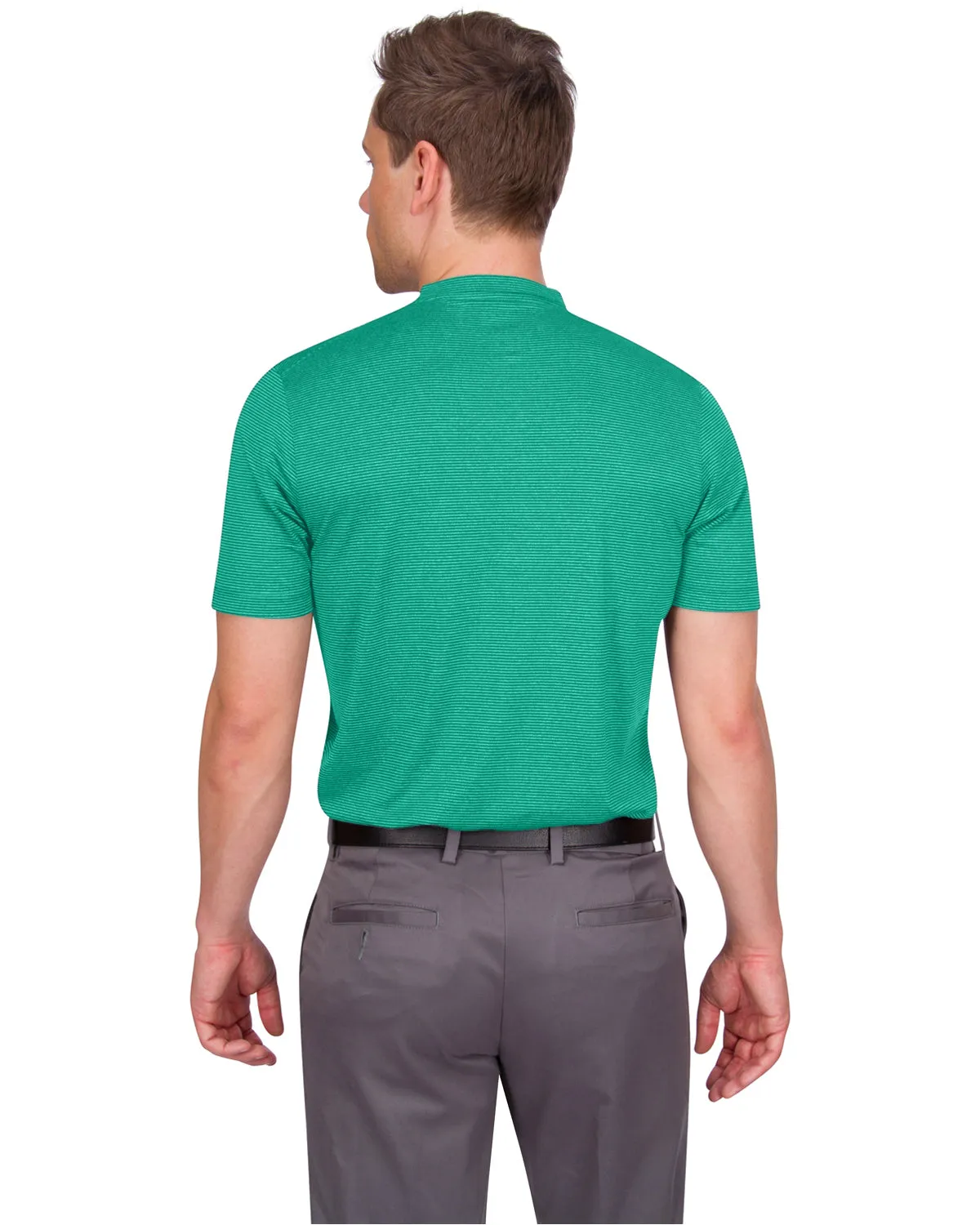 Men's Thin-Striped Collarless Golf Polos