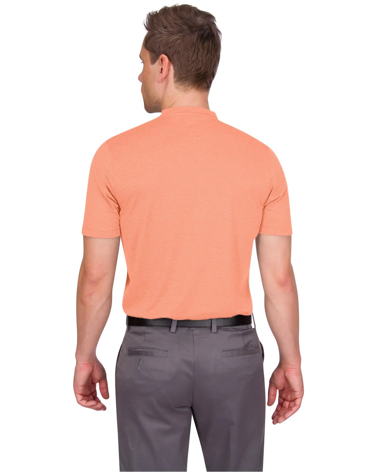 Men's Thin-Striped Collarless Golf Polos