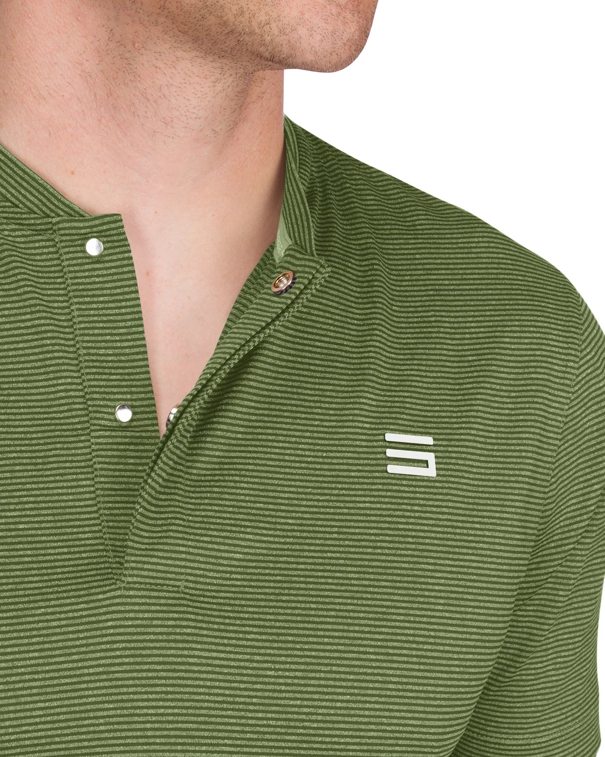 Men's Thin-Striped Collarless Golf Polos