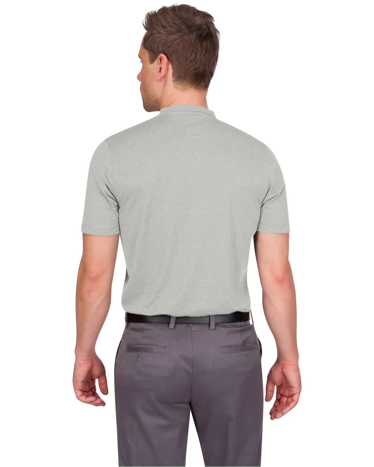 Men's Thin-Striped Collarless Golf Polos