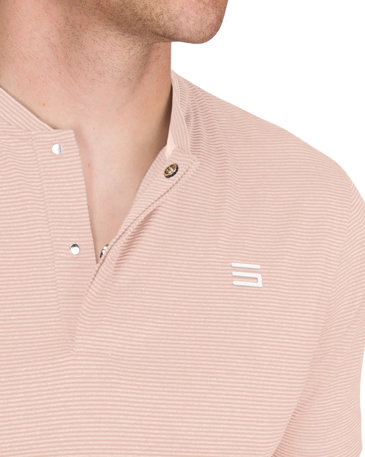 Men's Thin-Striped Collarless Golf Polos