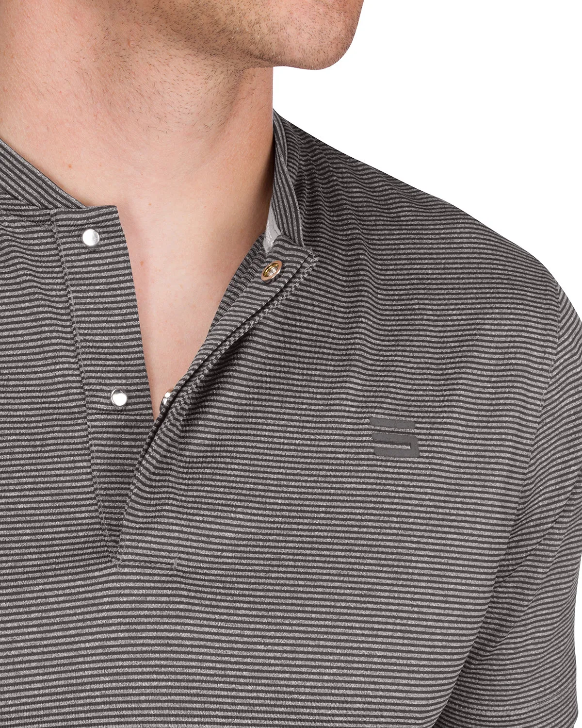 Men's Thin-Striped Collarless Golf Polos