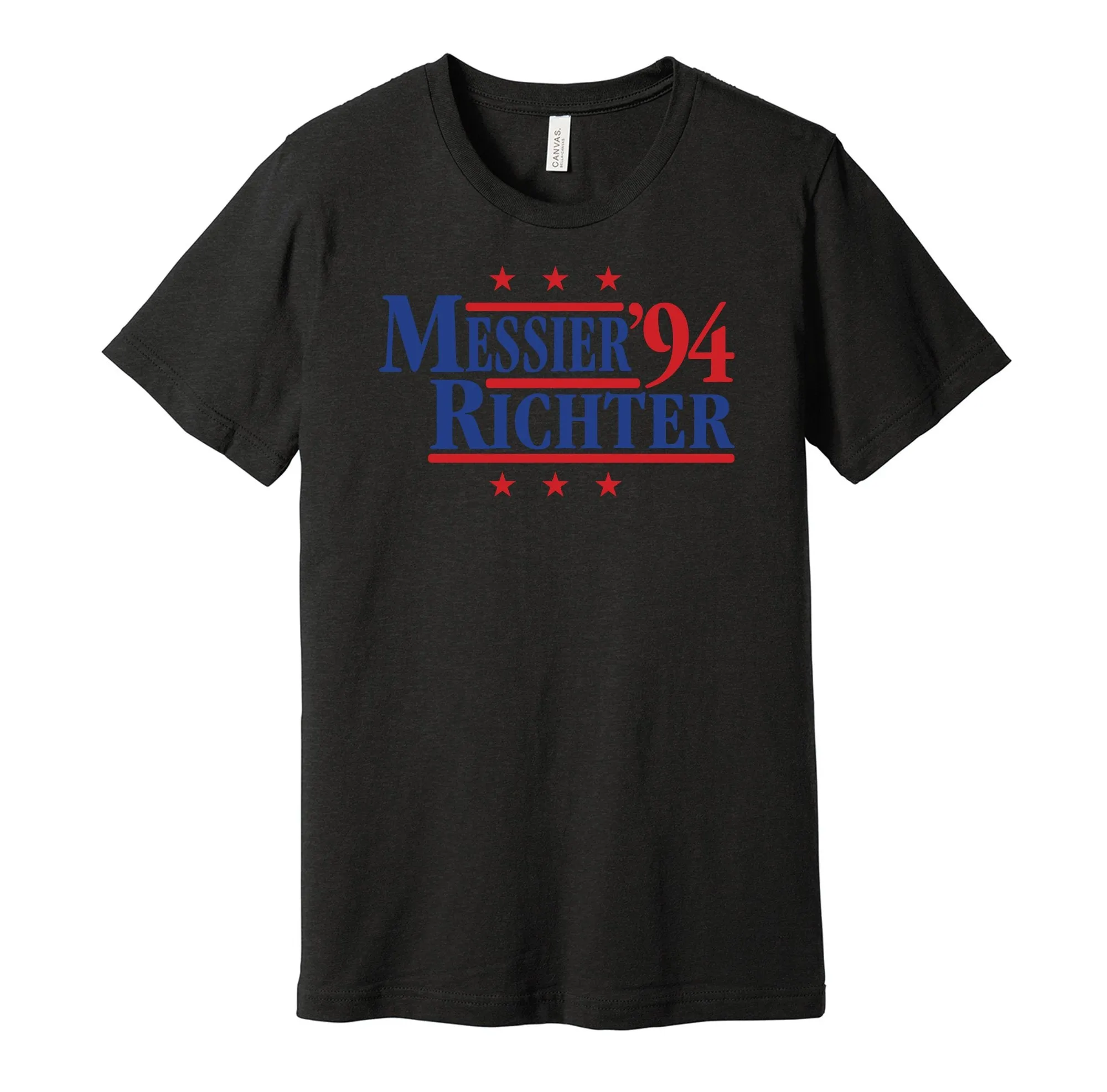 Messier & Richter '94 - New York Hockey Legends Political Campaign Parody T-Shirt - Hyper Than Hype Shirts