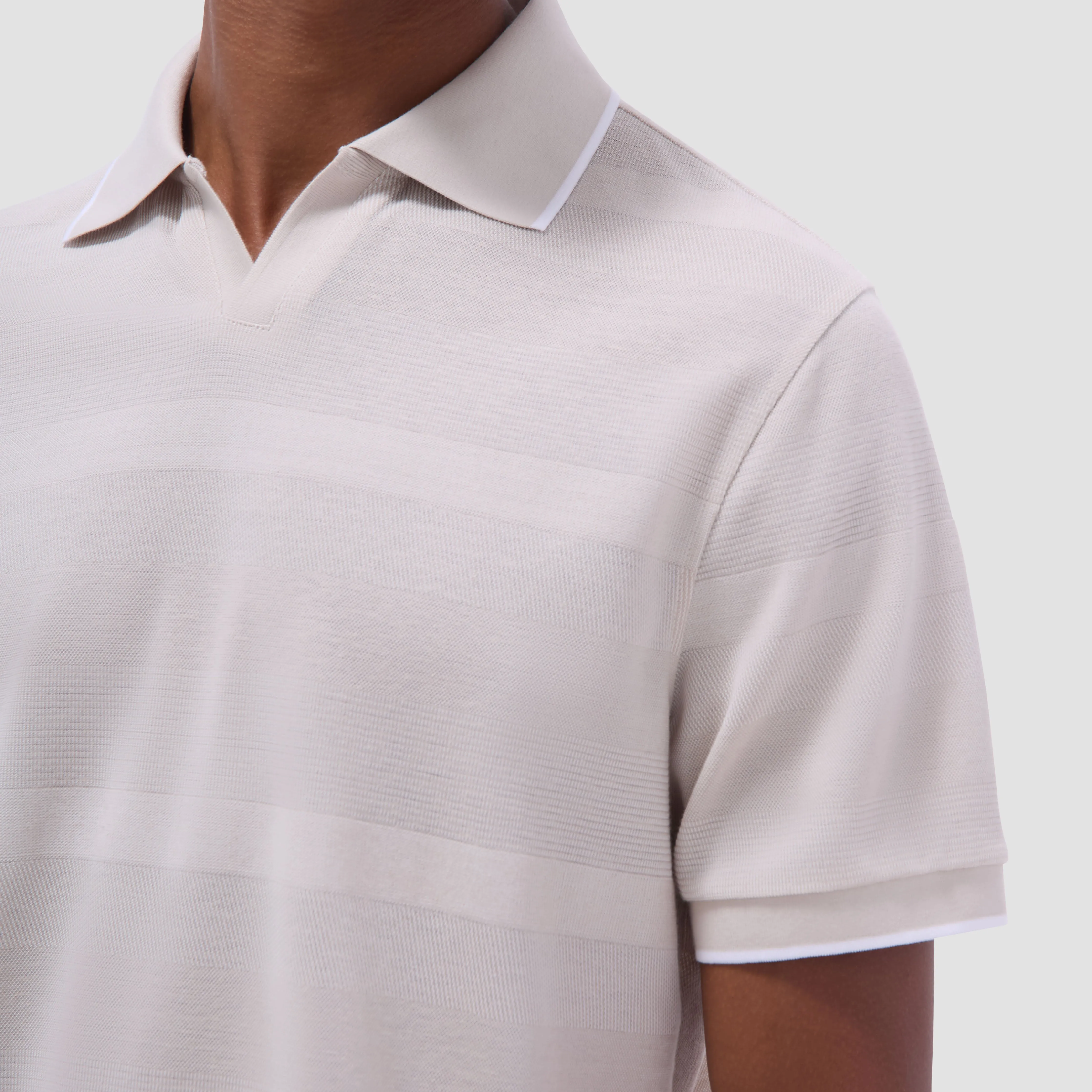 Mixed Media Johnny Collar Polo Shirt