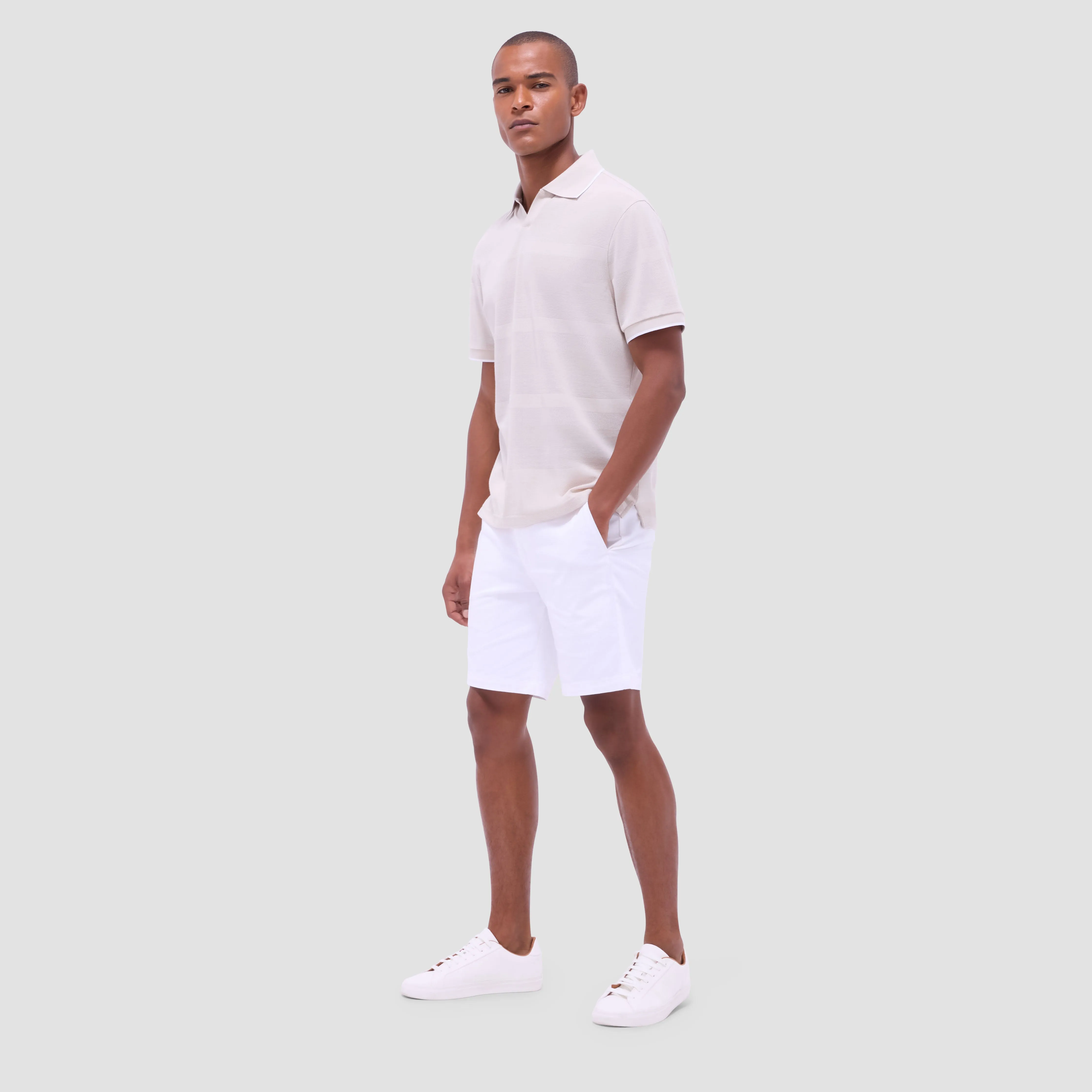Mixed Media Johnny Collar Polo Shirt
