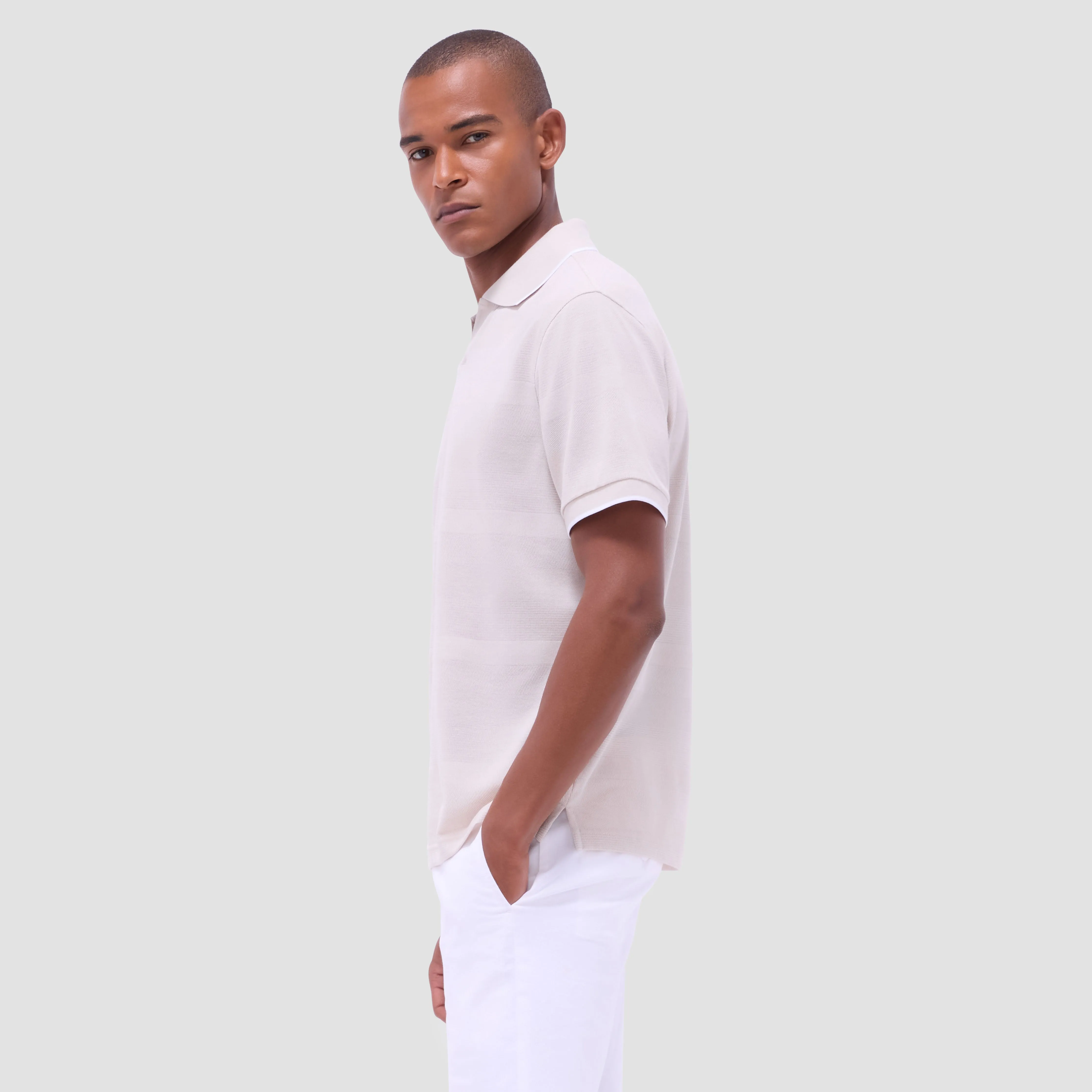 Mixed Media Johnny Collar Polo Shirt