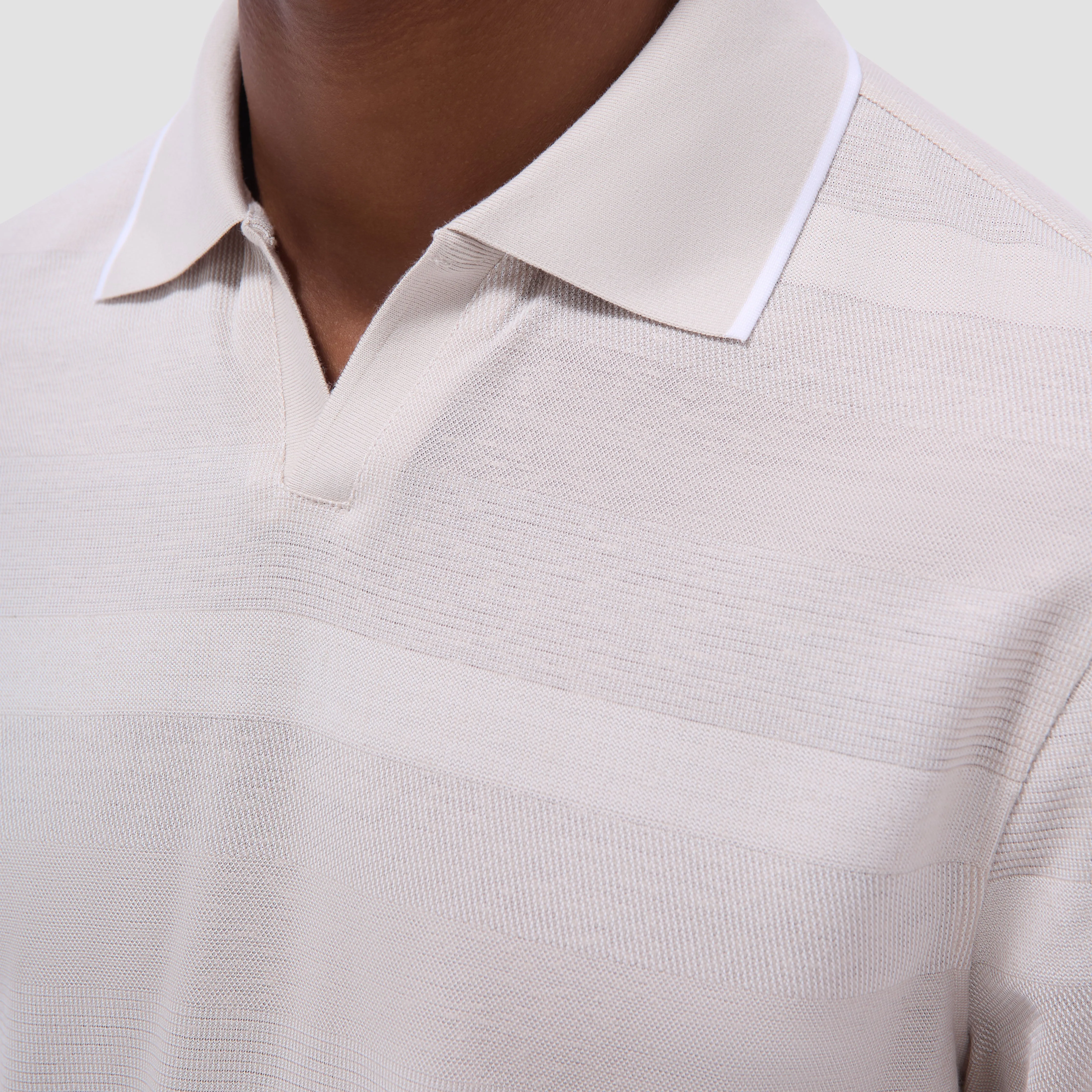 Mixed Media Johnny Collar Polo Shirt