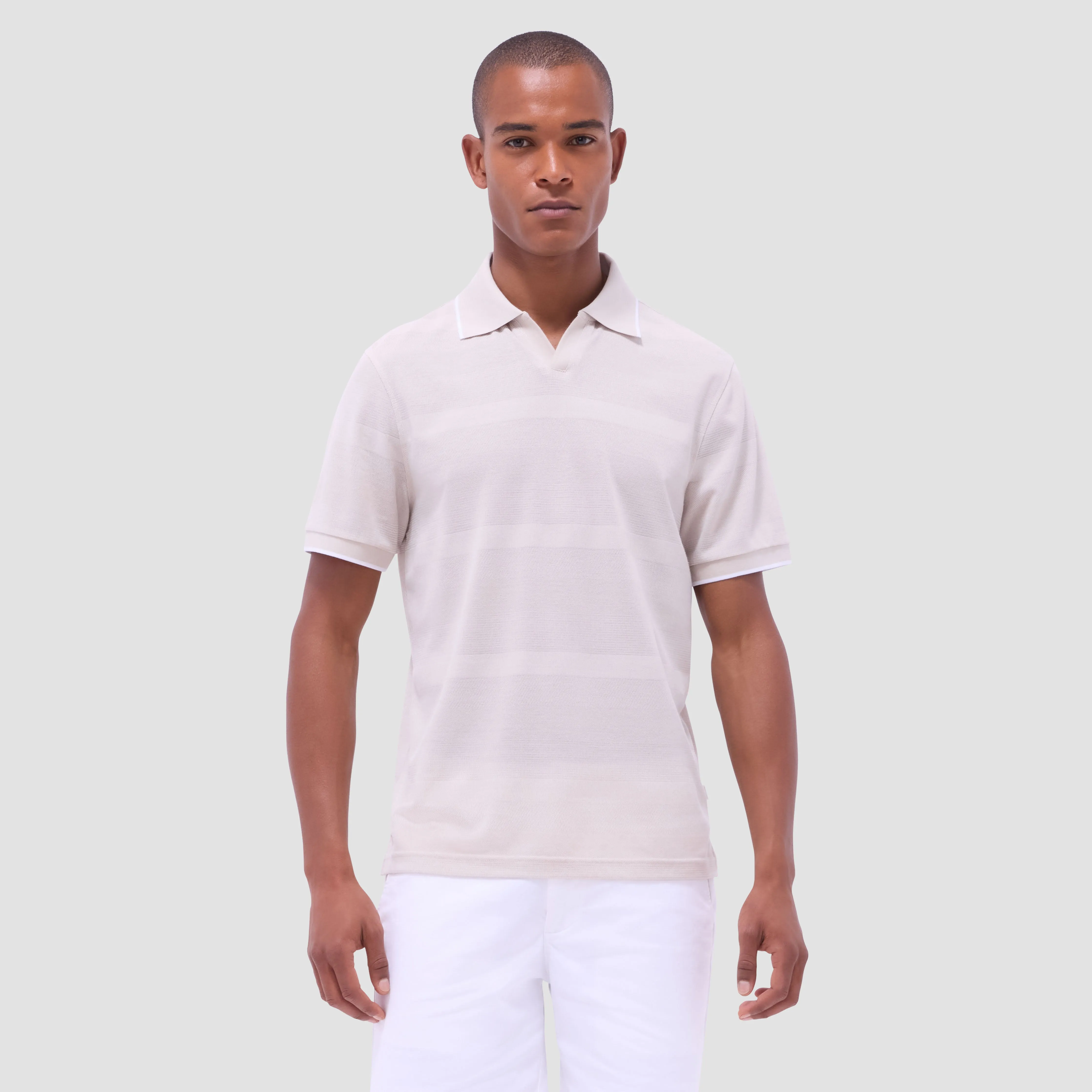 Mixed Media Johnny Collar Polo Shirt