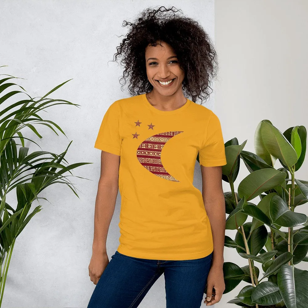 Moon African Print Color Short-Sleeve Unisex T-Shirt
