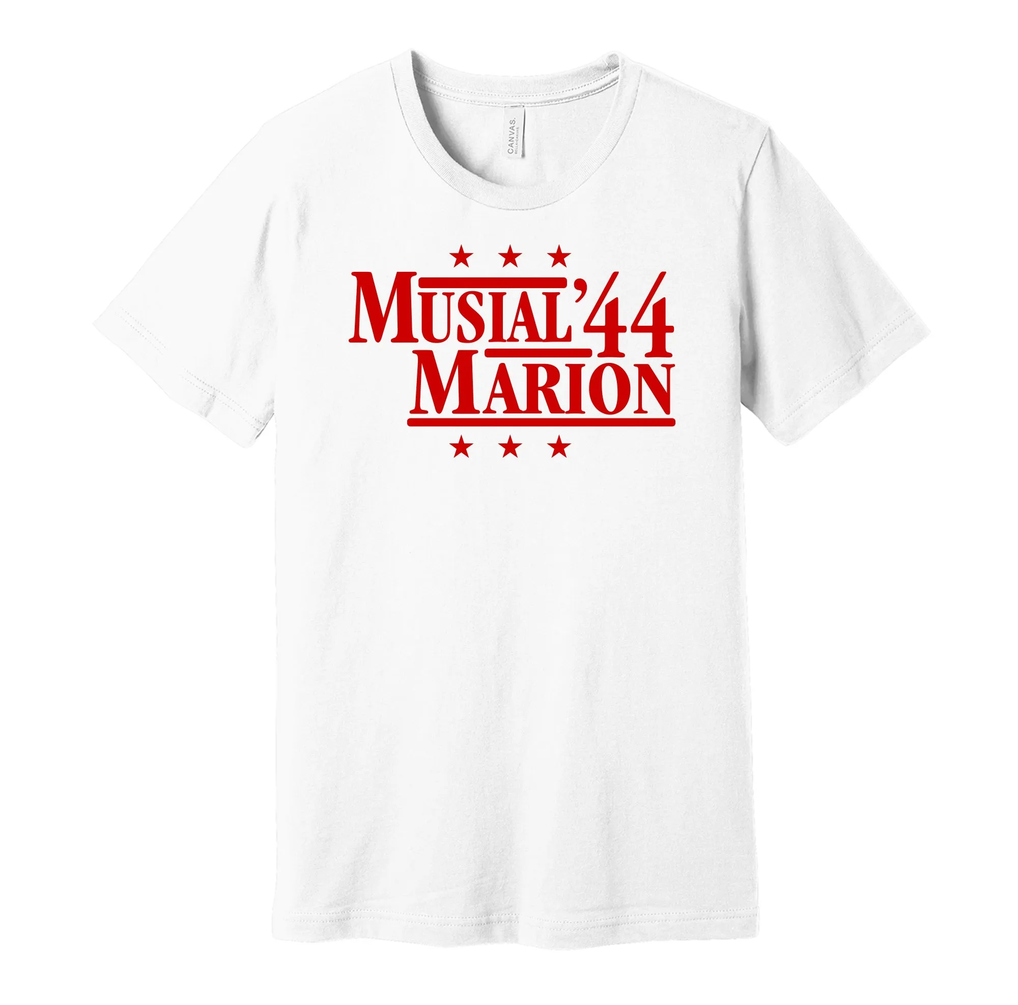 Musial & Marion '44 - St. Louis Baseball Legends Political Campaign Parody T-Shirt - Hyper Than Hype Shirts