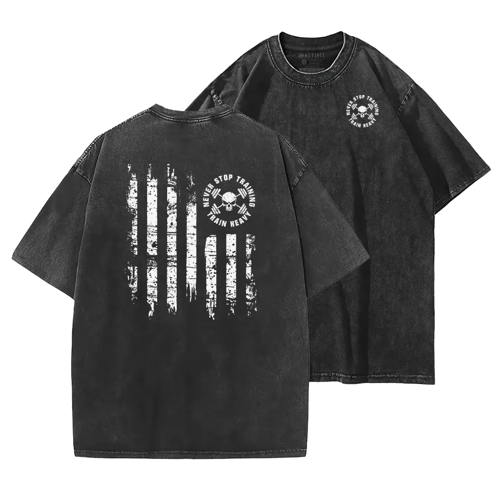 Never Stop Training Train Heavy Washed T-Shirt