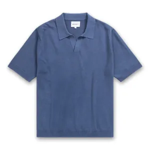 Norse Project - Leif Cotton Linen Polo in Calcite Blue