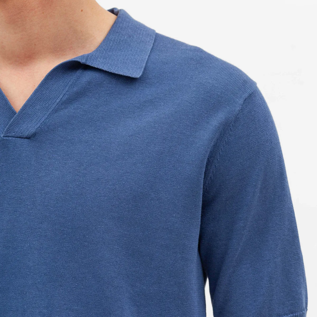 Norse Project - Leif Cotton Linen Polo in Calcite Blue