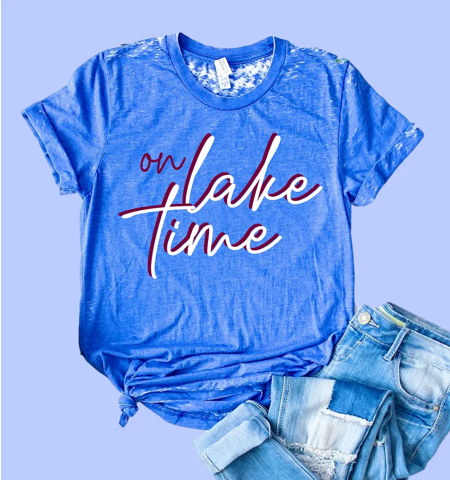 On Lake Time Shirt | Summer Shirt | Acid Wash T Shirt | Unisex Crew