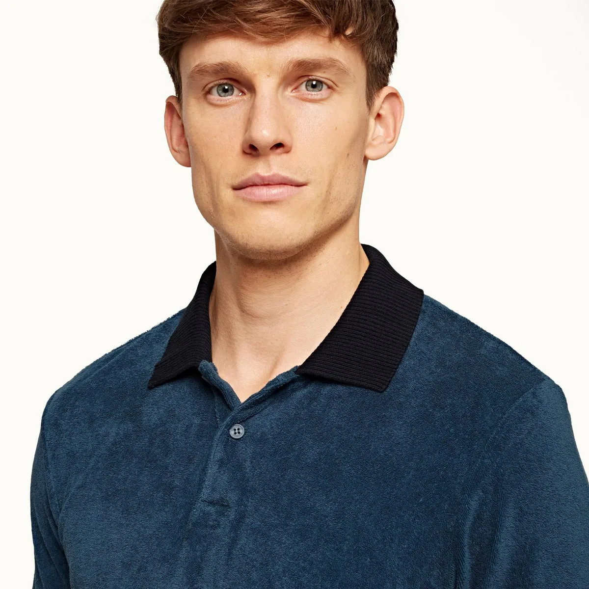 Orlebar Brown - Jarrett Towelling Polo Shirt in Blue Slate