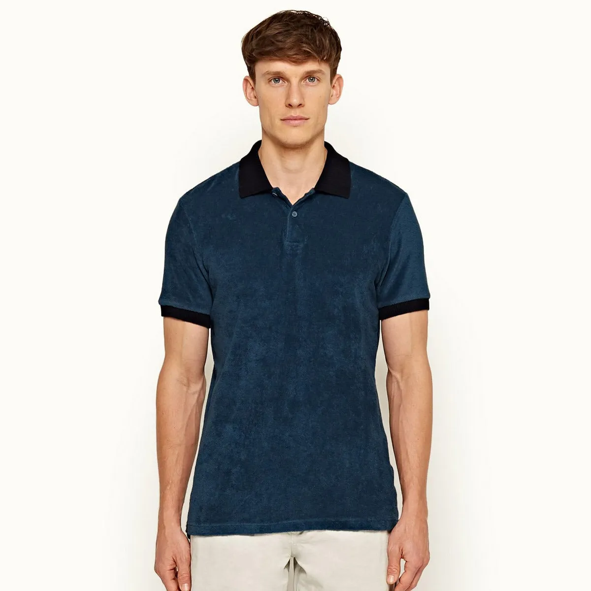Orlebar Brown - Jarrett Towelling Polo Shirt in Blue Slate