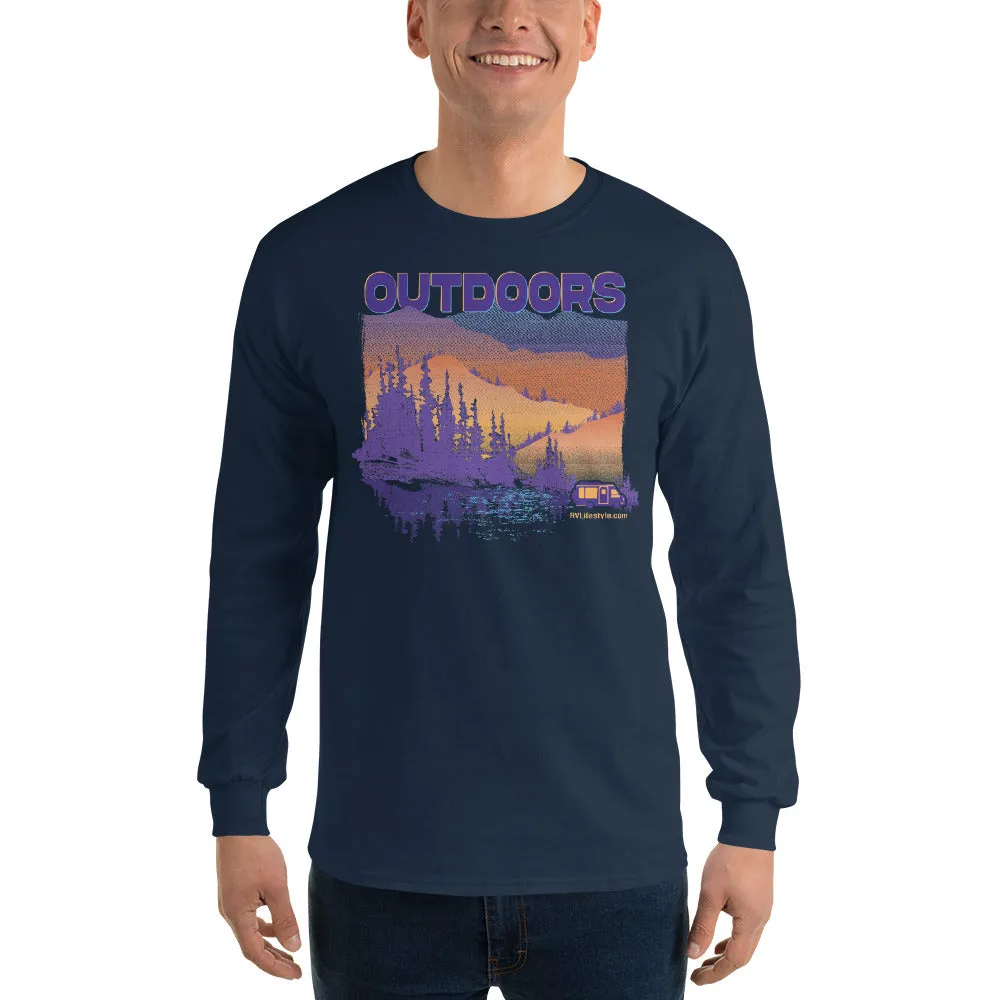 Outdoors Men and Women's Long Sleeve Shirt - Black, Navy, Military Green, Indigo Blue, Sport Grey