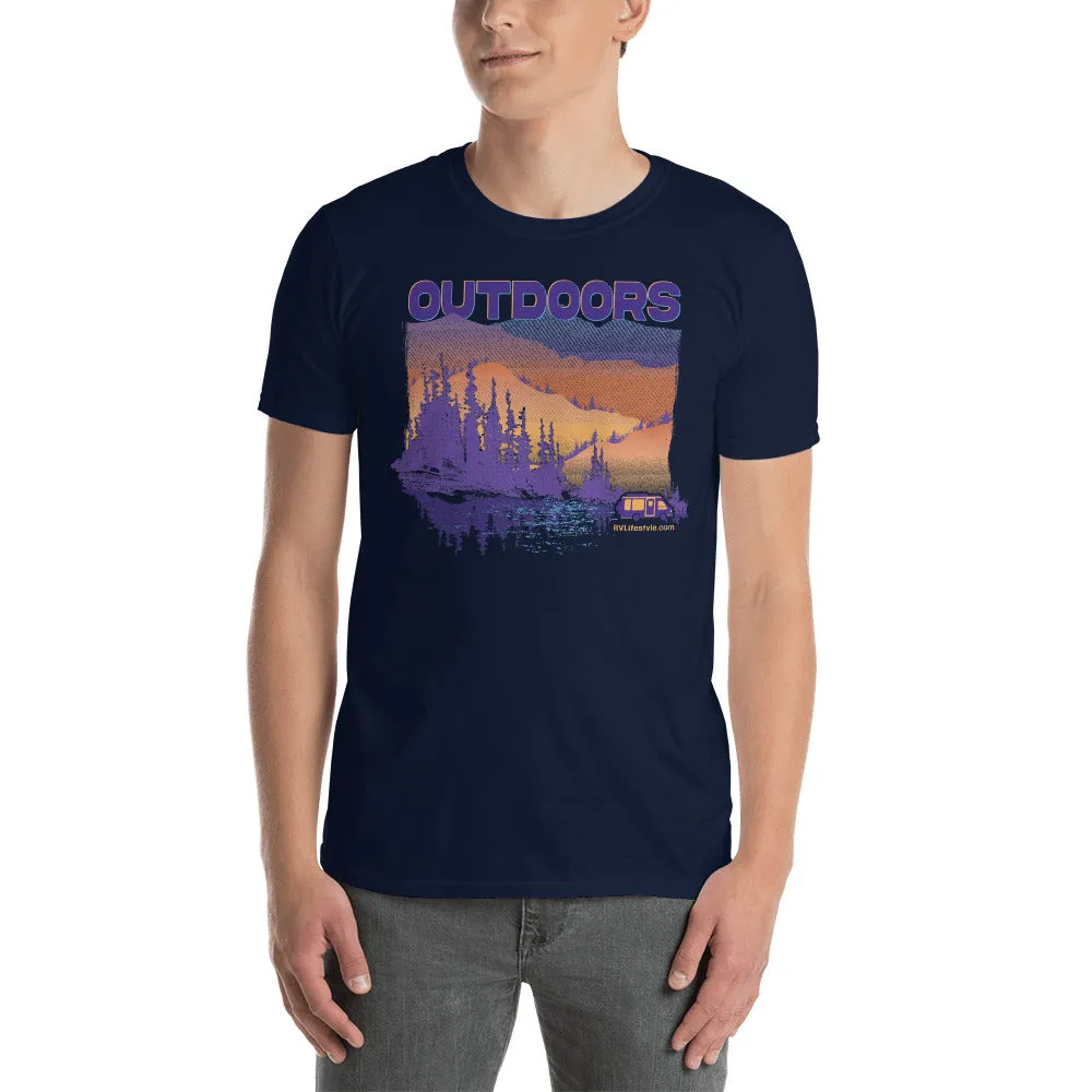 Outdoors Men and Women's Short-Sleeve Unisex T-Shirt - Black, Navy, Dark Heather