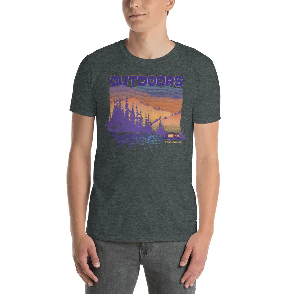 Outdoors Men and Women's Short-Sleeve Unisex T-Shirt - Black, Navy, Dark Heather