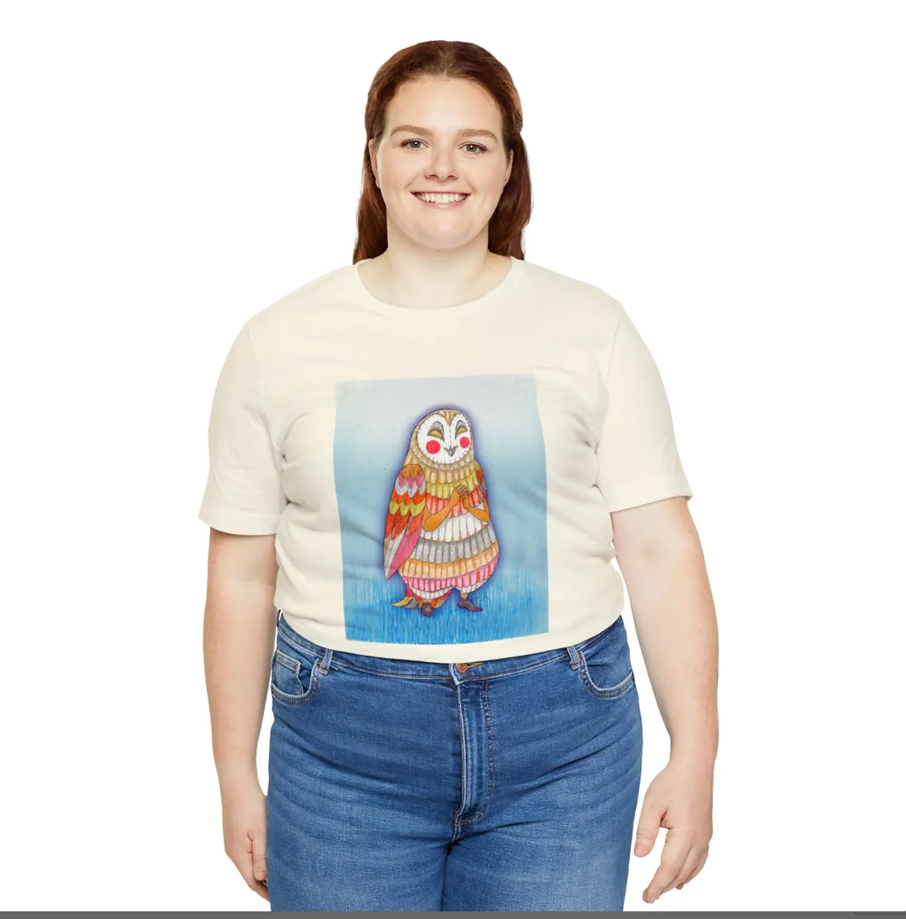 Owl Lady Unisex Jersey Short Sleeve Tee - Designed by Sadie Rothenberg (White or Cream)