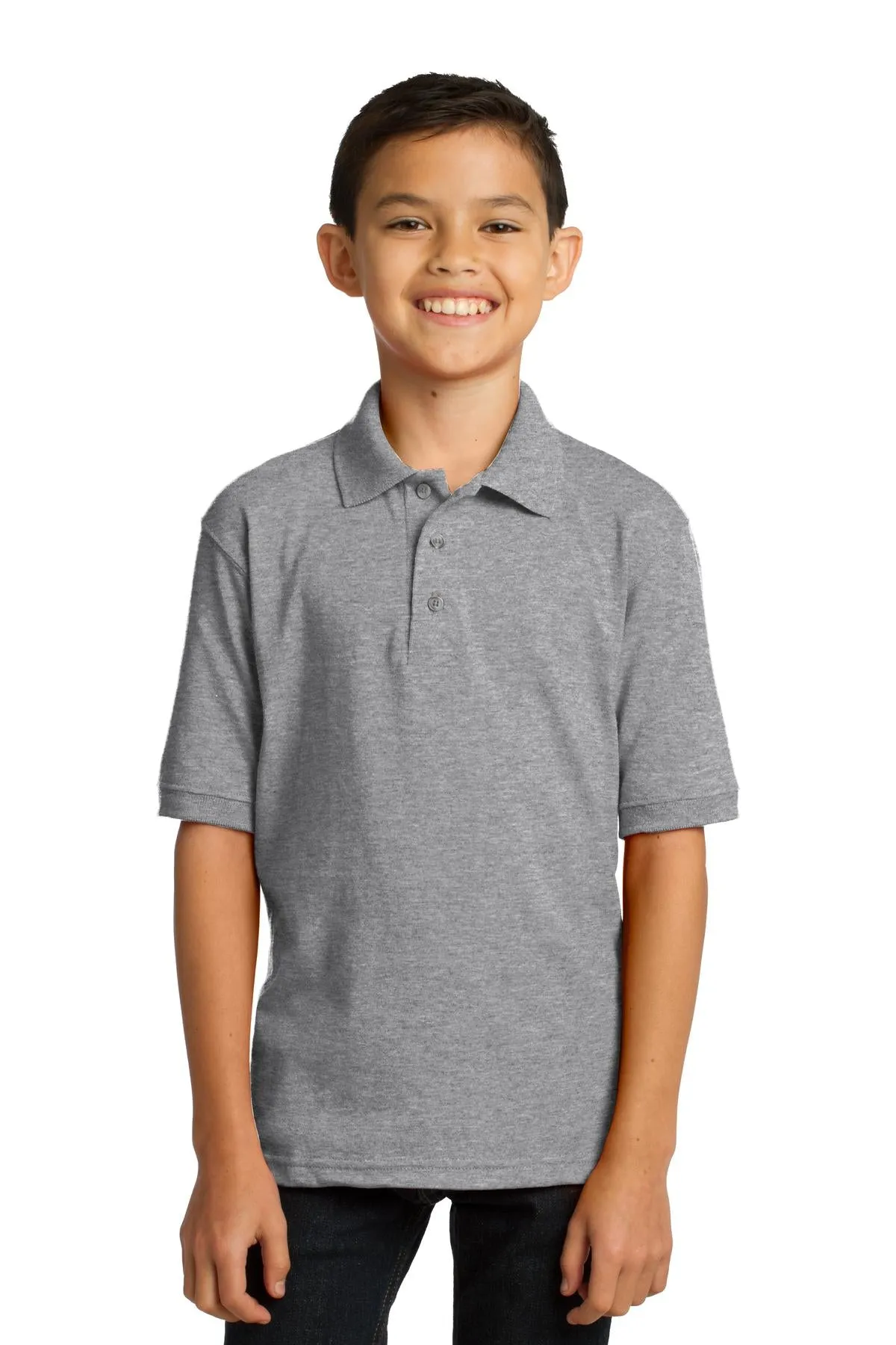 Port & Company Youth Core Blend Jersey Knit Polo. KP55Y Athletic Heather