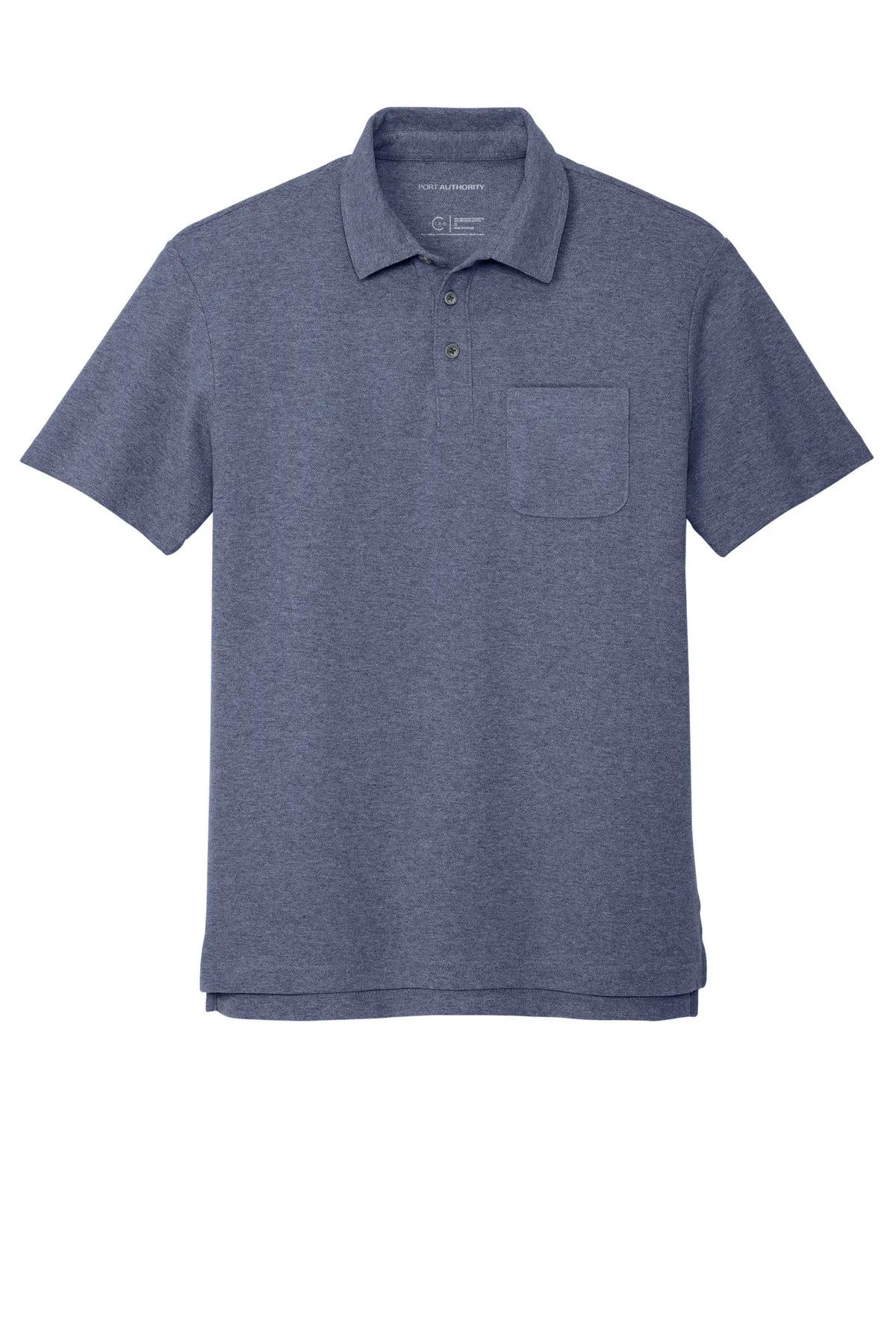 Port Authority C-FREE Cotton Blend Pique Pocket Polo K868 Navy Heather