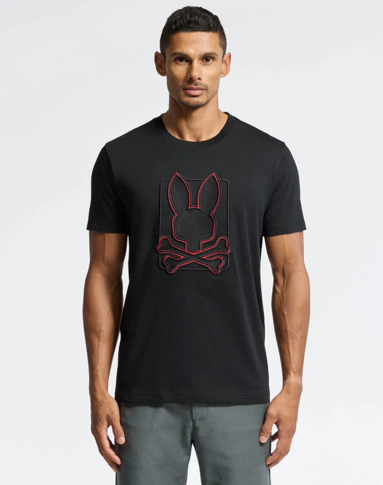 Psycho Bunny Pierce Embroidered Graphic Tee - Black & Red