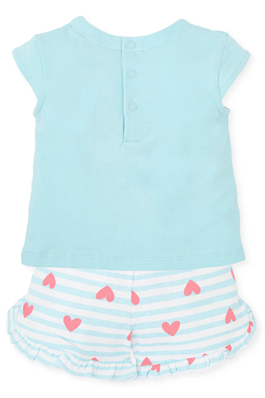 "Lena" Aquamarine Top & Striped Shorts