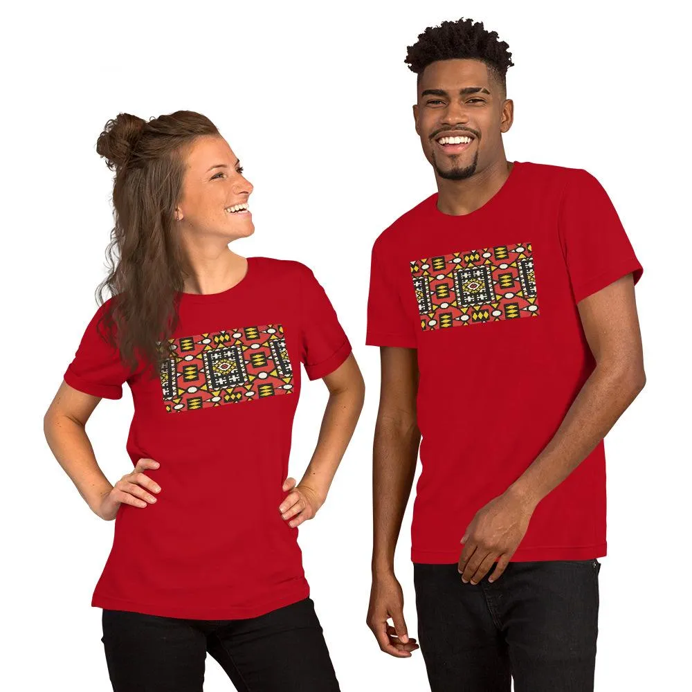 Red African Print Color Short-Sleeve Unisex T-Shirt