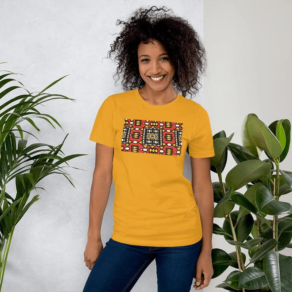 Red African Print Color Short-Sleeve Unisex T-Shirt