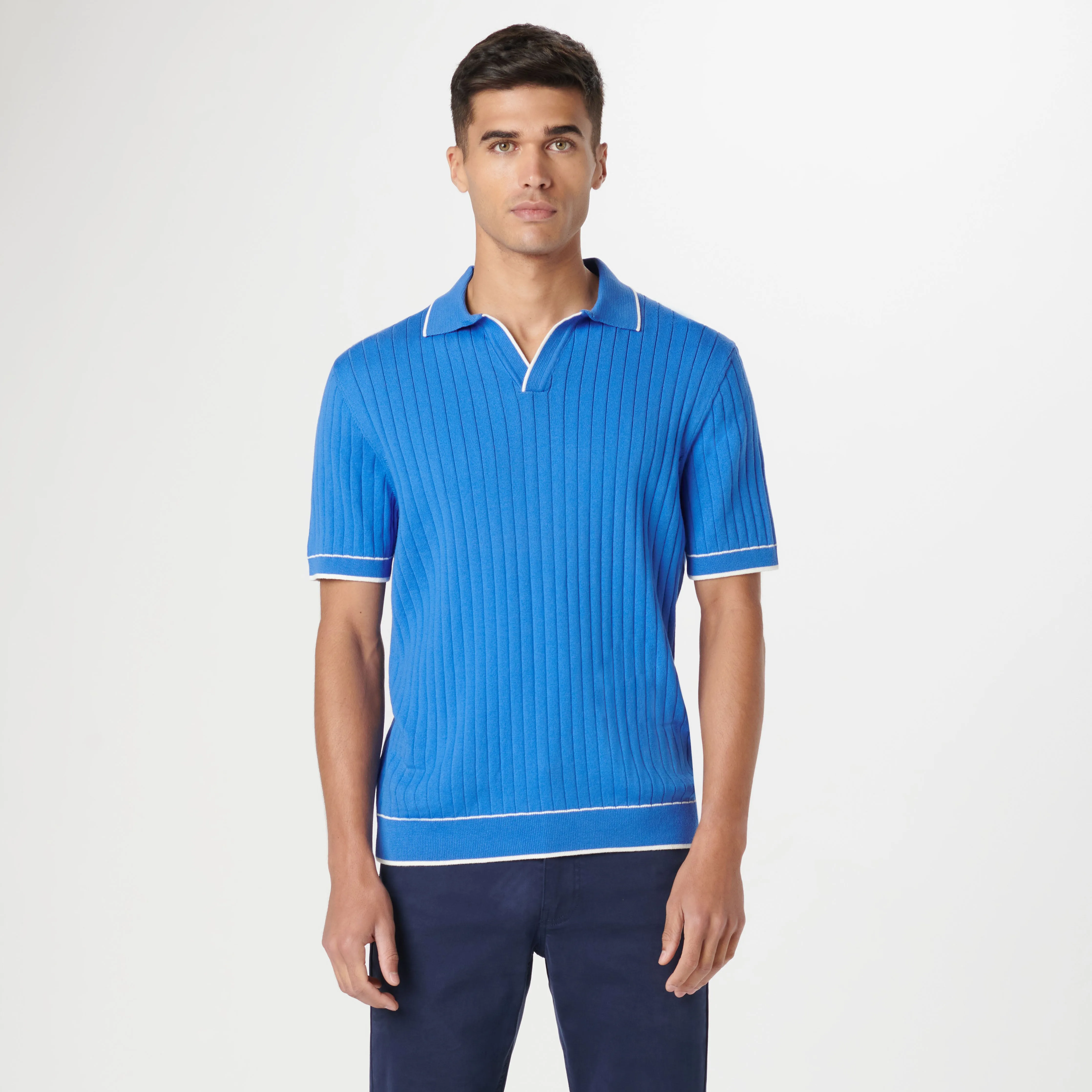 Rib Stitch Short Sleeve Johnny Sweater