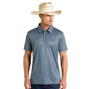 Rock & Roll Denim Men's Black & Blue Geo Print Polo