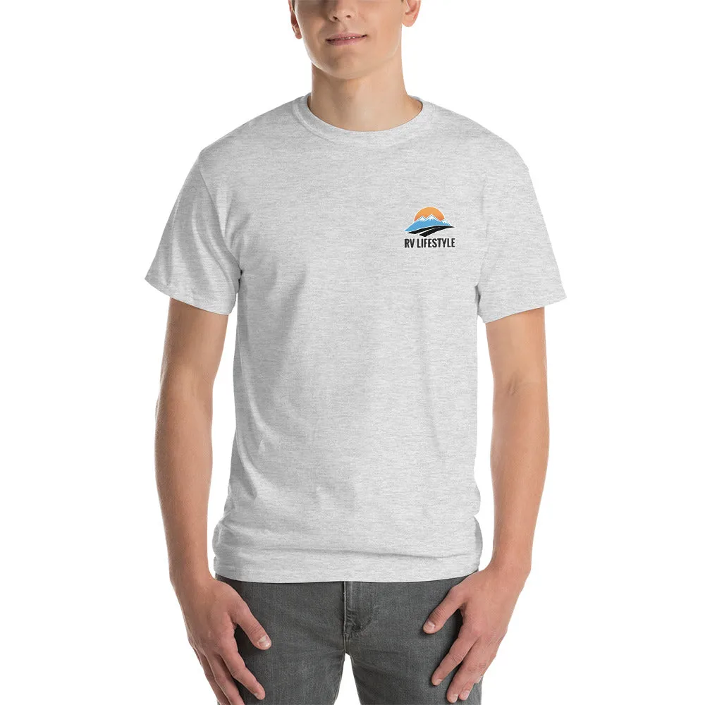 RV Lifestyle on the Front and 330 Rule on the Back! Men and Women Short-Sleeve T-Shirt - White, Black, Navy, Sand, Ash