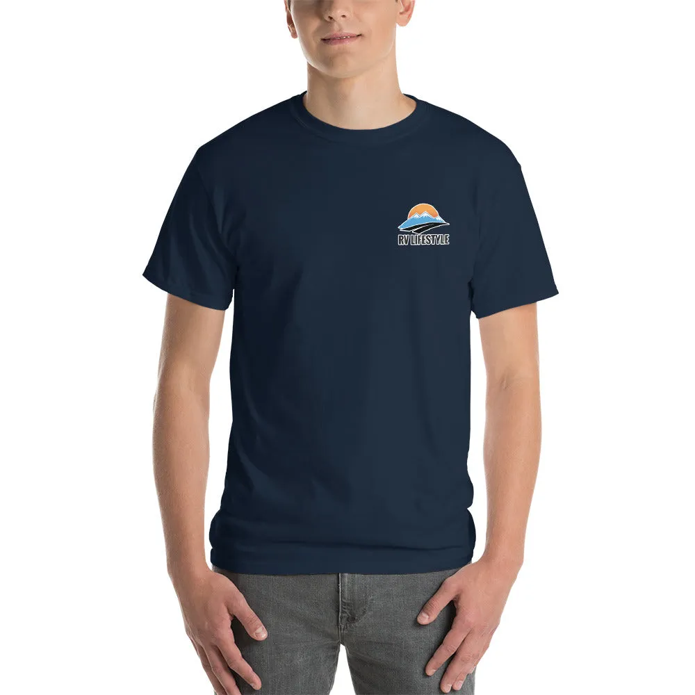 RV Lifestyle on the Front and 330 Rule on the Back! Men and Women Short-Sleeve T-Shirt - White, Black, Navy, Sand, Ash