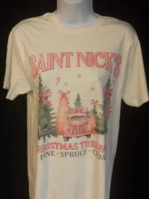 Saint Nick's Christmas Tree Farm with Rhinestones T-Shirt