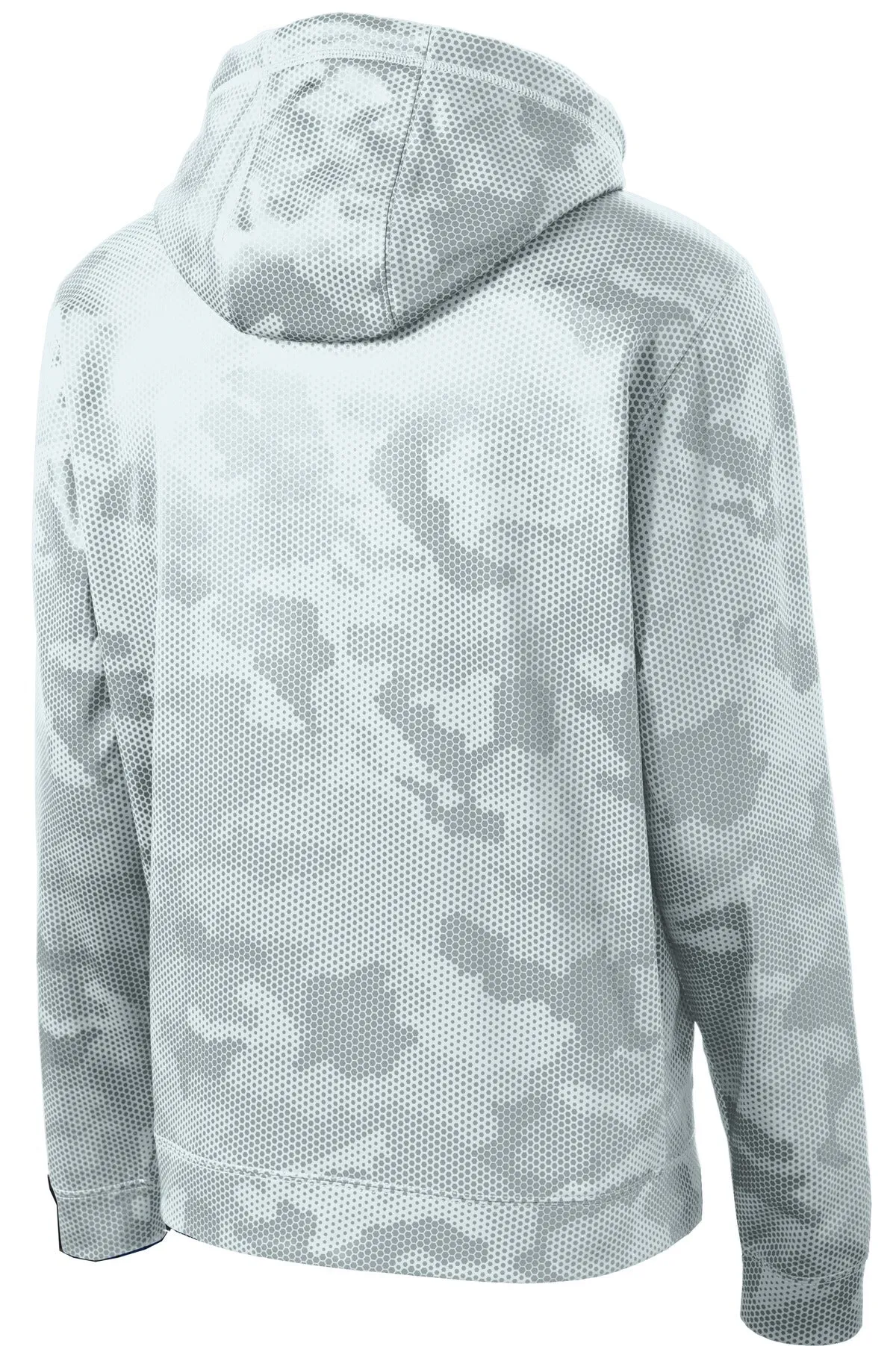Sport-Tek Sport-Wick CamoHex Fleece Hooded Pullover. ST240 White